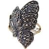 ForFox Anello farfalla in argento sterling 925 vintage con marcasite per donna taglia 20