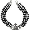 HUANGBONIG Collana di perle nere di Saturno temperamento, collana di perline nere con personalità creativa - Collana di perline nere