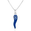 gioiellitaly Catenina veneziana cornetto portafortuna piccolo lunghezza cm 2 pendente uomo smalto azzurro bianco argento 925 smaltato colori Napoli gioiello uomo ragazzo donna ragazza scaramanzia