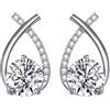 BRBRB ZUOHUI 0,5-1 CTTW Moissanite Orecchini a forma di croce a coda di pesce for le donne Argento sterling 925 ipoallergenico Push Back Piccoli cerchi for dormienti XEZ016(Silver,0.5CTTW)