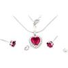 pierre lorren Set di gioielli fatti a mano con rubino naturale a forma di cuore da 3,5 ct, in oro bianco 18 carati, con ciondolo a forma di rubino, collana da 45,7 cm, orecchini a perno con rubino, regalo di