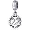 CHAWIN Ciondoli per braccialetti con numeri in argento Sterling 925, adatti per braccialetti Pandora, collana, catena a serpente europea, 16/18/21/25/30/40/50/60, per regali di compleanno e anniversario