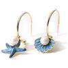 Lllunimon Charm Beach Blue Shell Stelle Marine Huggie Orecchini A Cerchio Per Le Donne Ragazze, 925 Sterling Silver Post Orecchini Anallergici Gioielli Regali