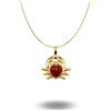 gioiellitaly Ciondolo granchio portafortuna con corallo rosso naturale del Mediterraneo e zirconi bianchi Catenina veneziana argento 925 dorato 45 cm gioiello donna ragazza elegante artigianale