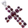 Ravishing Impressions Ciondolo a forma di croce con granato rosso naturale, in argento Sterling 925, gioielli bohémien, regalo fatto a mano per donne di compleanno di aprile
