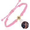 Auinniuz Bracciale con foto in argento sterling - Design con corda intrecciata a mano - Bracciale ricordo personalizzato per lui/lei Pink