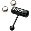 Luxe Modz Piercing a bilanciere vibrante per lingua, calibro 14, in acciaio chirurgico, placcato agli ioni, con logo Fxxx nero, Acciaio inossidabile, Zirconia cubica