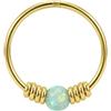 Monster Piercing Anello pietra opale verde chiaro oro giallo solido 9K con doppia molla bobina 22 Gauge Hoop naso trago Piercing Helix