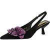 YGJKLIS Donna puntato dita fiore decorazione cinturina caviglia tacco alto sandali 6CM camomile moda festa sposa scarpe da sposa (nero,40)