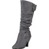 Generisch Stivaletti da donna con tacco - Scarpe a spillo da donna, colore nero, eleganti e moderni, impermeabili, per le mezze stagioni, con fibbia per cintura, grigio., 38 EU