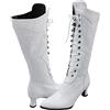 Generisch 2026 stivaletti donna Sue stivali pizzo moda laterale con cerniera scarpe da donna stivali con tacco alto, bianco, 37 EU