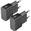 Security-01 Confezione da 2 caricabatterie USB da 5 V 1 A 5 W AC a DC per telecamere IP, tablet, lettori MP3, e-reader, smartphone, utensili elettrici e altro ancora, nero