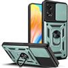 ESTH® Cover per Oppo A58 4G con Custodia per Fotocamera Scorrevole e Supporto ad Anello [Custodia Paraurti Compatibile con Supporto Magnetico per Auto], Verde
