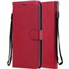 Laybomo Huawei P8 Lite/ALE-L21 Custodia PU Pelle Portafoglio con Slot per schede Morbido TPU Silicone Gomma Magnetico Protezione Flip Cover Custodia per Huawei P8 Lite, Stile Aziendale (Rosso)