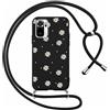 Foonary Cover con Cordino per Xiaomi Mi 11 Lite / 11 Lite 5G NE 6,55, Custodia con Laccio Collana Tracolla Aesthetic Smile Disegni Morbido Antiurto TPU Necklace Protettiva Corda Case, Fiori 1