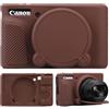 Supmay Custodia per fotocamera digitale Canon PowerShot SX740 HS/SX730 HS, custodia protettiva in morbido silicone con copriobiettivo rimovibile, custodia in gomma morbida in silicone, Marrone