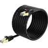 VOSGA Cavo Ethernet Cat 7 da esterno 25 M/80 ft, S/FTP - 600 MHZ -Cat7 Rete RJ45 Impermeabile Diretto Sepoltura Internet Cavo 25 M Rotondo Nero