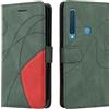 Fatcatparadise Cover per Samsung Galaxy A9 2018, Flip Caso in PU Pelle Case Cover Libro Portafoglio Protettiva Custodia con TPU Sottile Antiurto,[Kickstand][Slot per Schede][Magnetica] (Verde)