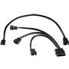POPPSTAR cavo Molex per ventole 12V (cavo a Y 2-pin 15cm (1x spina Molex a 3x spine) + prolunga PWM a 4-pin 30cm) per collegare 3 ventole a un'alimentazione