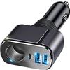 Blsyetec 4 in 1 Caricabatteria Auto USB[PD3.0+Dual QC3.0]56W Caricatore Auto con Accendisigari e 3 Porte Caricatore USB Auto Compatibile con Huawei Xiaomi Galaxy