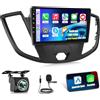 Techschermo Autoradio Android 2+64G per Ford Transit 2015-2019, Touchscreen IPS 9 Pollici con Wireless CarPlay Android Auto GPS WiFi DSP 32EQ + Telecamera AHD & Microfono