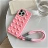 SSASMEU Custodia a ventosa in silicone liquido con cinturino da polso, per iPhone 15, 14, 11, 12, 13, 16 Pro Max Plus, tinta unita, rosa, per iPhone 15ProMax