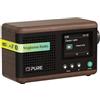 Pure Classic Mini Radio Digitale Portatile DAB+ e FM con Bluetooth 5.3, Batteria da 15 ore, Schermo a colori da 2,4, Cinghia di trasporto, Nero Caffè/Noce, Compatto e leggero