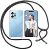 ISOI Cover con Cordino per Xiaomi Redmi Note 12 4G, Custodia Trasparente con Collana Tracolla Laccio Collo Ultra Sottile Morbido TPU Silicone Antiurto AntiGraffio Antiscivolo Case, Nero