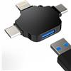 WASRUYI Adattatore per Lightning USB C Micro USB e USB-A(3in1)OTG 3.0 cavo per iPhone 16 15 14 per iPad macchina fotografica trasferimento dati chiavetta USB tastiera Android telefono compatibile per Samsung