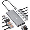 NOVOO Docking station USB C triplo schermo 12 in 1 HUB UDB C Dual HDMI 4K@60Hz 5 Porta USB-A, 100W PD, USB-C, SD/TF Multiport Dock per MacBook M2 M3, Dell HP