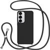 Jrkvniv Cover con Cordino per Samsung Galaxy S25 5G, Custodia con Laccio Collana Tracolla Collo Silicone Antiurto TPU Opaca Protettiva Case per Samsung S25 5G 6.2,Nero