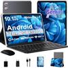 fezawio 10.1 Pollici Android 15 Gaming Tablet Gemini AI 30GB RAM + 128GB ROM, Octa-Core 8000mAh, WiFi6, Widevine L1, GMS, audio 3.5mm GPS, Face ID con tastiera, mouse e custodia, grigio