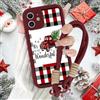 Krdvekm Cover con Cordino per iPhone 12 6,1'' Natale Scozzese, Silicone Rosso Custodia Aesthetic Christmas Print Femmina Mädchen Modello Disegni Collana Protezione Fotocamera Protettiva Case