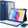 SOPPY Custodia per tastiera Bluetooth con mouse per iPad di 11a generazione (A16) 11 2025, 10a generazione 11 2022, custodia protettiva staccabile, con portapenne integrato, layout UK, blu scuro