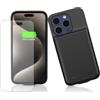 HUOBAO Cover Batteria per iPhone 15 Pro Max [8500mAh], Custodia Caricabatterie Portatile Power Bank,Integrata Charger Case Intelligente Estesa Ricaricabile,6,7 pollici, Nero