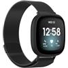 Koelaa Metallo Cinturino Compatibile con Fitbit Versa 4/Sense 2/Versa 3/Sense, Cinturino Sportivo, Maglia Cinturini di Ricambio Regolabili-Nero