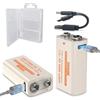 TAYUZH 2 batterie ricaricabili agli ioni di litio da 9 V, 3600 mWh, ricaricabili di tipo C, con indicatore LED, per rilevatori di fumo, microfoni, giocattoli, torce elettriche,