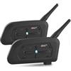 EJEAS V7 Interfono Moto Bluetooth Coppia Auricolare Bluetooth Per Casco fino a 7 Motociclisti, Sistema di Comunicazione Motocicli con Cancellazione del Rumore per Moto/ATV/Moto Da Cross