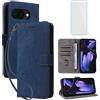 IUQXU Cover per Google Pixel 9A Libro con Pellicola Vetro Temperato [Blocco RFID] Antiurto Supporto Custodia in Pelle Portafoglio per Google Pixel 9 A Pixel9A Pixel9 A Blu