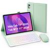 HLTOOP Custodia con Tastiera per Lenovo Tab M11 11 2024, Tastiera Retroilluminata A 7 Colori Con Mouse, Cover Posteriore in Morbido TPU,Verde