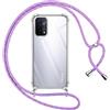SIMao Cover Collana per Cellulare Compatibile con OPPO A74 [Versione 4G],Custodia Trasparente Silicone con Cordino Necklace Case Antiurto Protettivo Cover Custodia da Collo Custodia con Cordino, Unicorno