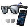 smartia - Occhiali Intelligenti con fotocamera, App inclusa in italiano, Occhiali Bluetooth a mani libere con IA GPT 5 integrata per voce, Occhiali fotocromatici e traduzione in 20 lingue