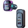 Generico Trasmettitore FM Bluetooth Auto, Dispositivo BT Auto Accendisigari, 2 Type C + 3 USB, Collegare Telefono alla Macchina, Ricarica Fast, Adattatore Radio per Autoradio, Vivavoce, Retroilluminato