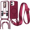 GoodcAcy Magnetica Cover per iPhone 12 Mini con Cordino, Custodia con Regolabile Laccio Collana Tracolla, Ultra Sottile Silicone Antiurto AntiGraffio Protettiva Case per iPhone 12 Mini, Rosso
