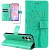 Dcjlbo Cover per Samsung Galaxy A37 5G Custodia Antiurto-Verde | Portafoglio con Pellicola Vetro Temperato Porta Carte Disegni Supporto,Leggera a Libro Pelle Flip,Antiscivolo Libretto Case