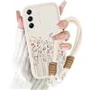 Kueqeay Cover con Cordino per Samsung Galaxy A16 5G, Silicone Custodia Aesthetic Fiore Bianco Donne Mädchen Modello Disegni Collana Universale Protezione Fotocamera Antiurto Case, 03