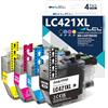 LCL LC421XL LC421XLVALL Cartucce d'inchiostro (KCMY) Compatibile per Brother LC 421 LC421 XL Multipack per DCP-J1050DW DCP-J1140DW MFC-J1010DW (500 pagines XL)