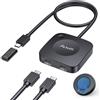 Alxum Switch USB-C 20Gbps a 2 computer, selettore per monitor/dock USB-C/Thunderbolt 4, supporto 8K@30Hz / 4K@144Hz, ricarica PD 3.1 140W, con telecomando. Per laptop gaming, tablet e smartphone.