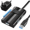 Meofia Adattatore USB 3.0 a SATA + 3*USB 3.0, Meofia Cavo SATA III II Convertitore per Hard Drive 2,5 e 3,5 Disco Rigido HDD SSD Converter con Alimentatore 12V 2A