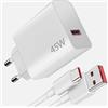 Audiosystem Carica Batterie Rapido per Xiaomi 45W Redmi Note 13 / Note 13 Pro/Note 14 / Note 14 Pro / 14 Pro Plus/Note 13 Pro+ Plus 5G con Cavo USB Type C Caricatore Sostituisce Originale MDY-17-EF Bianco